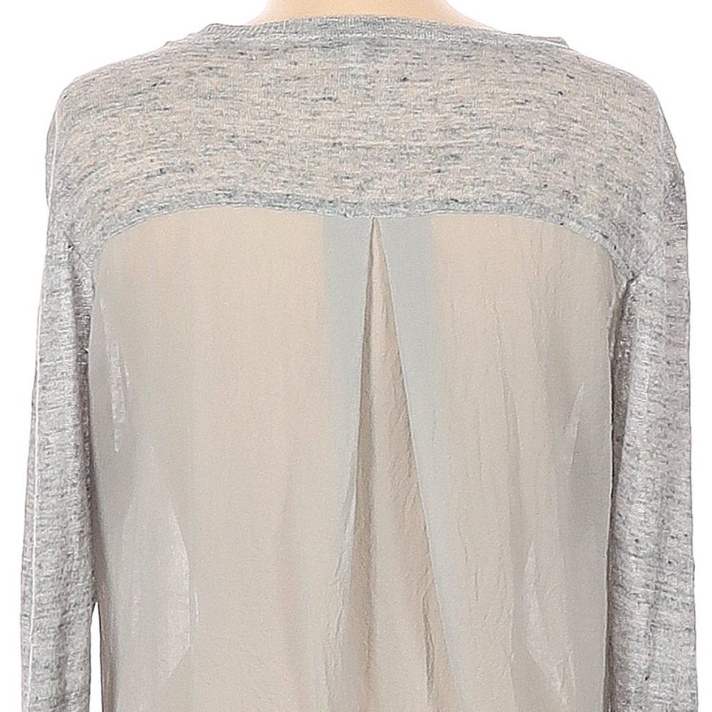 JOIE Gray Lightweight Mixed Media Linen Blend Front & Silk Rear Sweater Size L - Picture 4 of 4